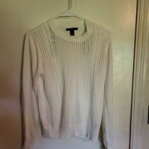 Forever 21 Cream Cable Knit Crewneck Sweater